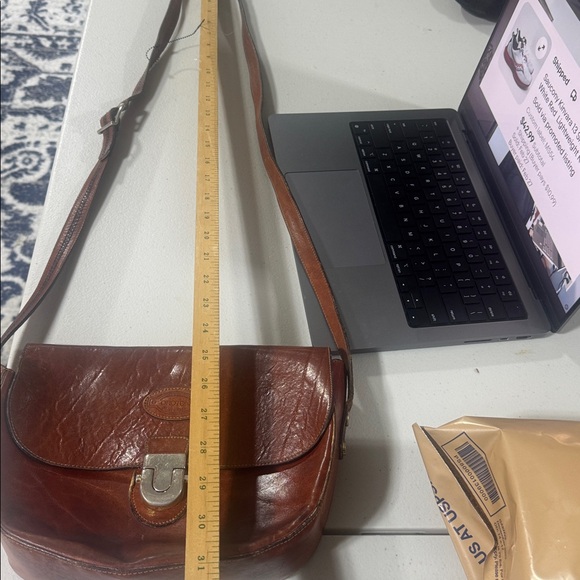 Vintage Oroton Brown Genuine Leather Crossbody Bag Handbag Australian Rare - Picture 11 of 11